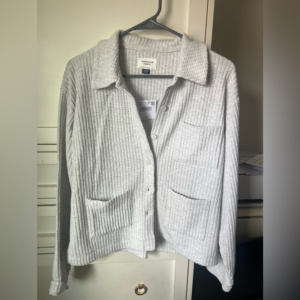 American Eagle Outfitters Women's Light Gray Cardigan